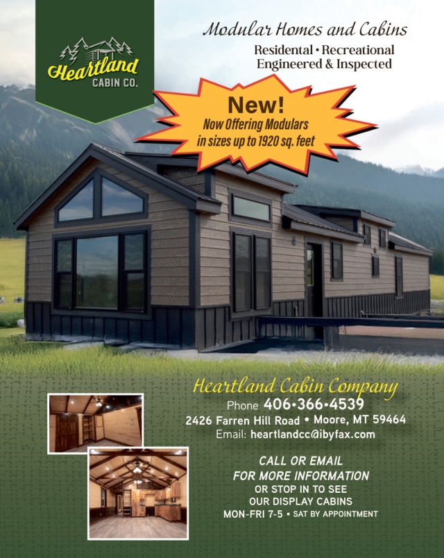 Modular Homes and Cabins, Heartland Cabin Co., Moore, MT