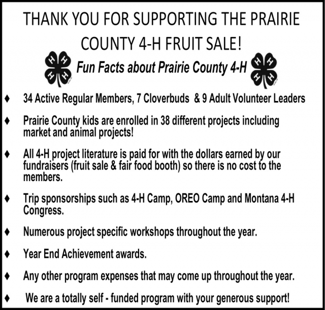 Fun Facts About Prairie County 4-H, Prairie County 4-H Council, Bozeman, MT