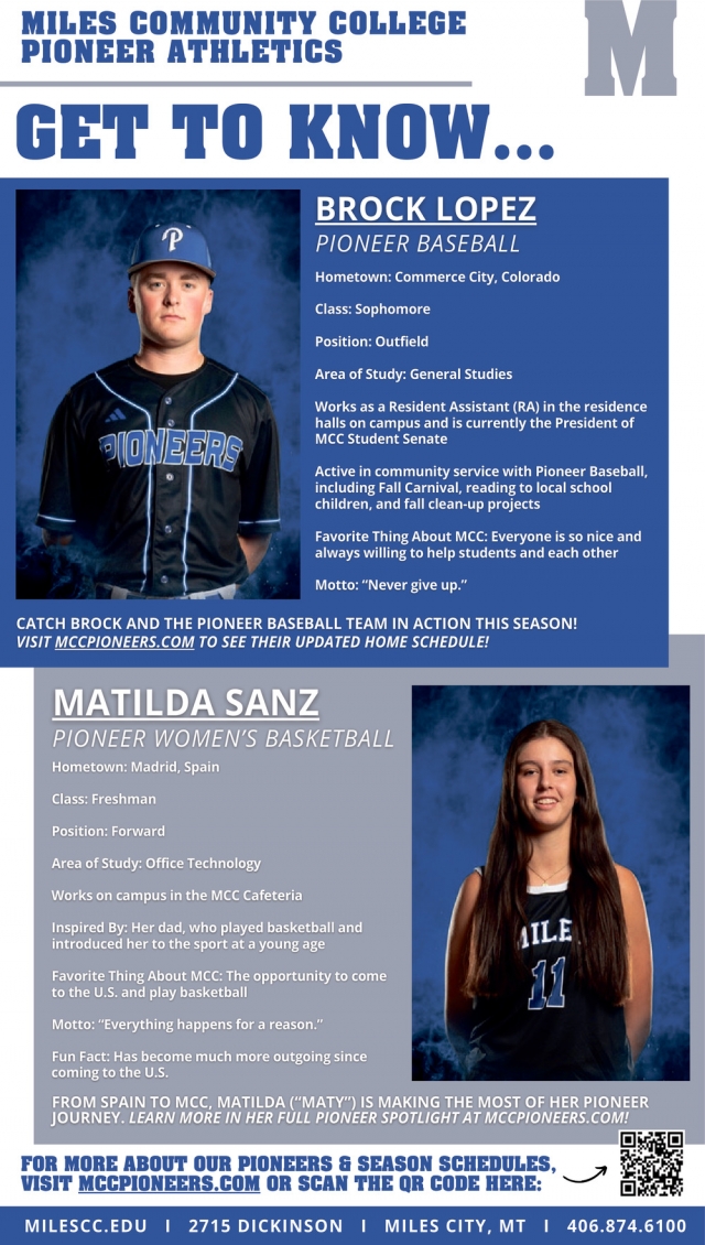 Brock Lopez Pioneer Baseball, Miles Community College, Miles City, MT