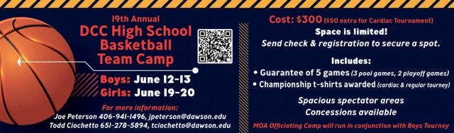 High School Basketball Team Camp, 19th Annual DCC High School Basketball Team Camp