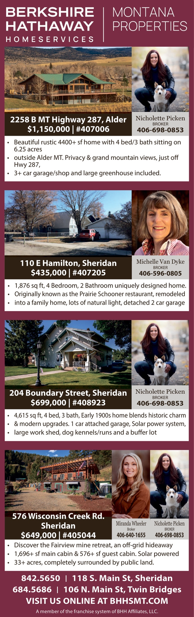Montana Properties, Michelle Van Dyke / Nicholette Picken / Miranda Wheeler - Berkshire Hathaway HomeServices Montana Properties