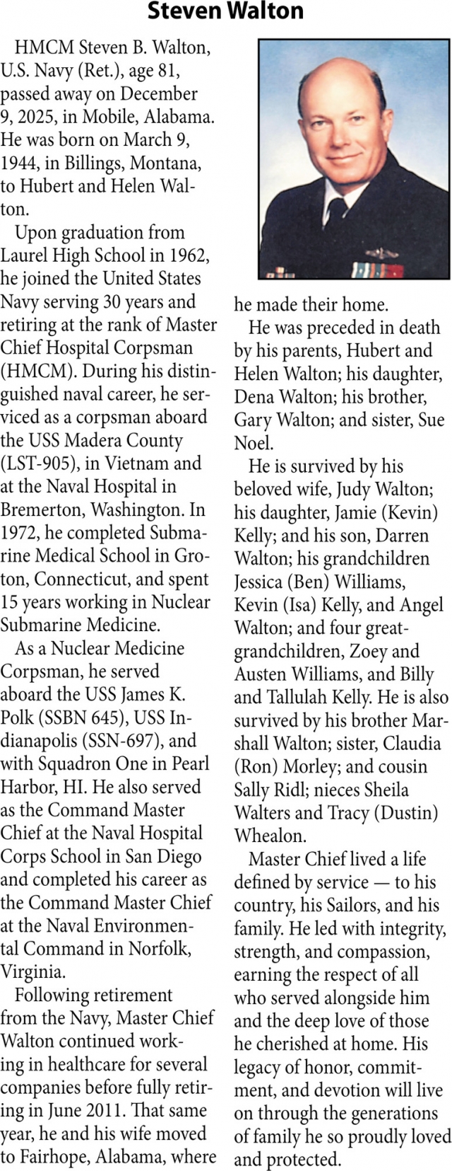 Steven Walton, Obituaries, Glendive, MT