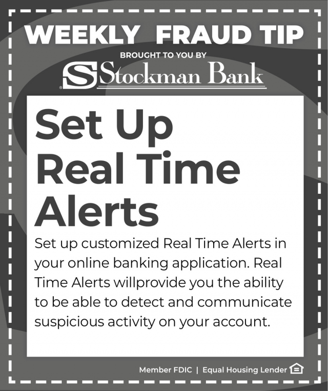 Set up Real Time Alerts, Stockman Bank