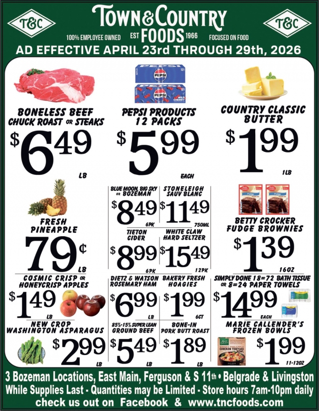 Boneless Beef Chuck Roast, Town & Country Foods - Bozeman, Bozeman, MT