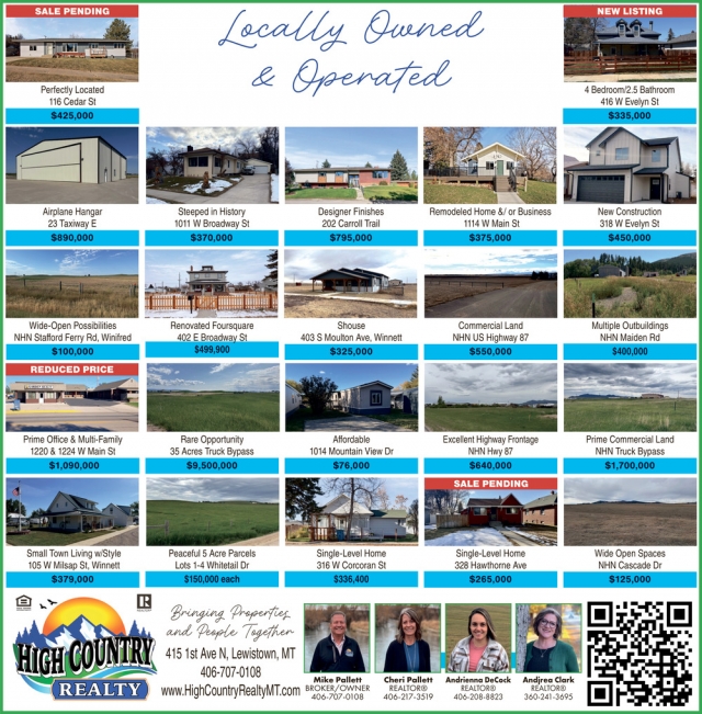 New Listing, High Country Realty, Lewistown, MT