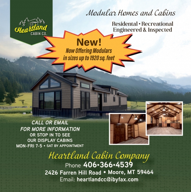 Modular Homes and Cabins, Heartland Cabin Co., Moore, MT