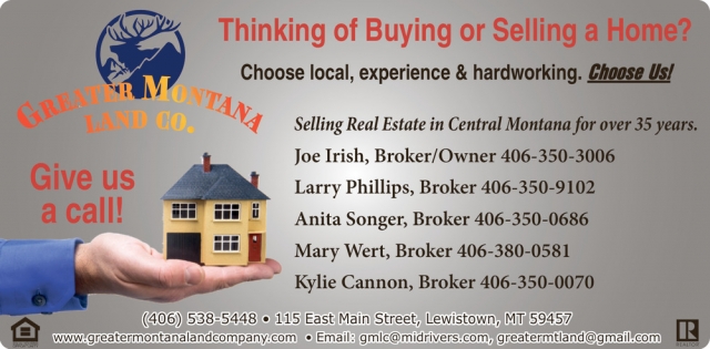 Selling Real Estate in Central Montana for Over 35 Years, Greater MT Land Company, Lewistown, MT