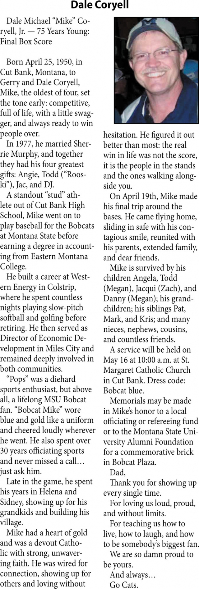 Dale Coryell, Obituaries, Glendive, MT