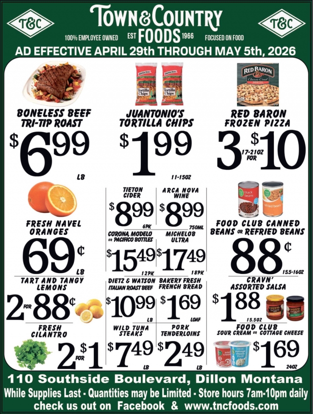 Boneless Beef Tri-Tip Roast, Town & Country Foods - Dillon, Dillon, MT