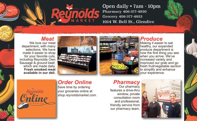 Mead, Produce, Pharmacy, Reynolds Market, Sidney, MT