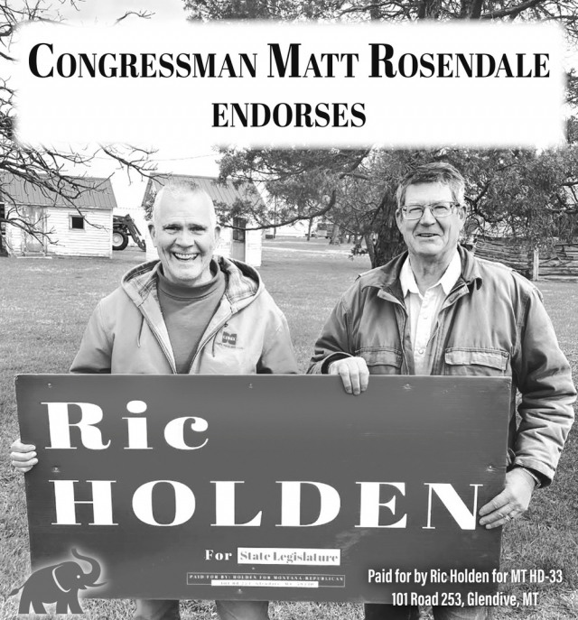 Congressman Matt Rosendale Endorses Ric Holden, Holden for Montana, Glendive, MT