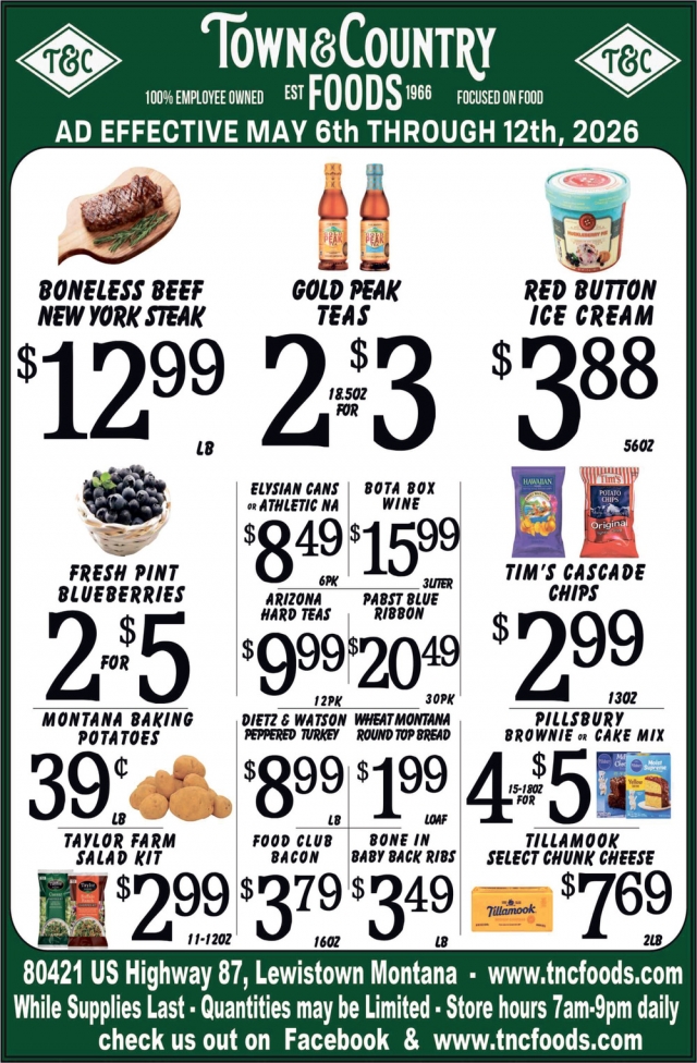 Boneless Beef New York Steak, Town & Country Foods - Lewiston, Lewistown, MT