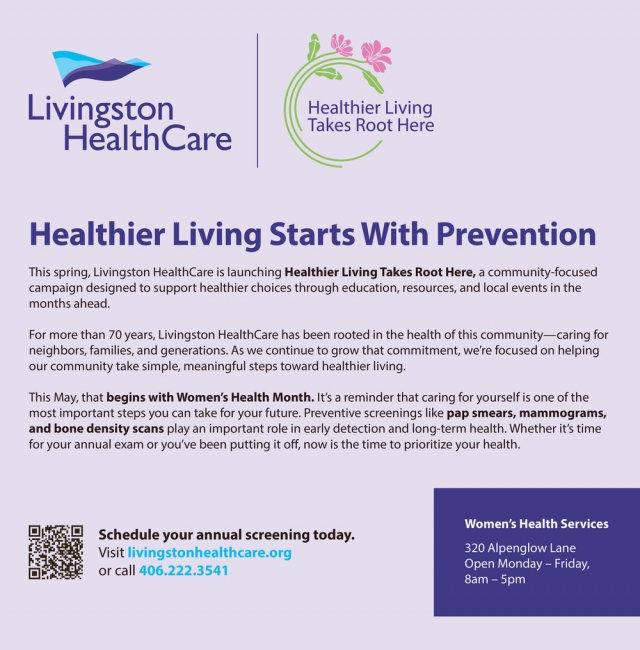 Healthier Living Starts with Prevention, Livingston Healthcare, Livingston, MT