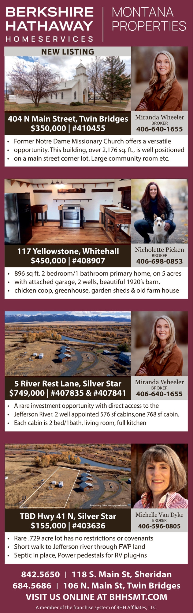 New Listing, Michelle Van Dyke / Nicholette Picken / Miranda Wheeler - Berkshire Hathaway HomeServices Montana Properties