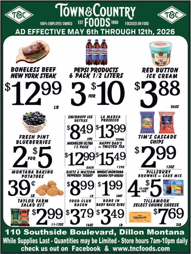 Boneless Beef New York Steak, Town & Country Foods - Dillon, Dillon, MT