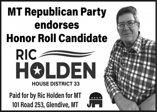 MT Republican Party Endorses Honor Roll Candidate, Ric Holden, Glendive, MT