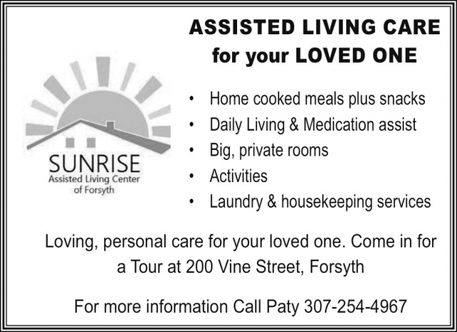 Assisted Living Care, Sunrise Assisted Living, Forsyth, MT