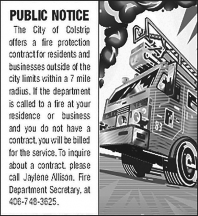 Notice, City of Colstrip, Colstrip, MT