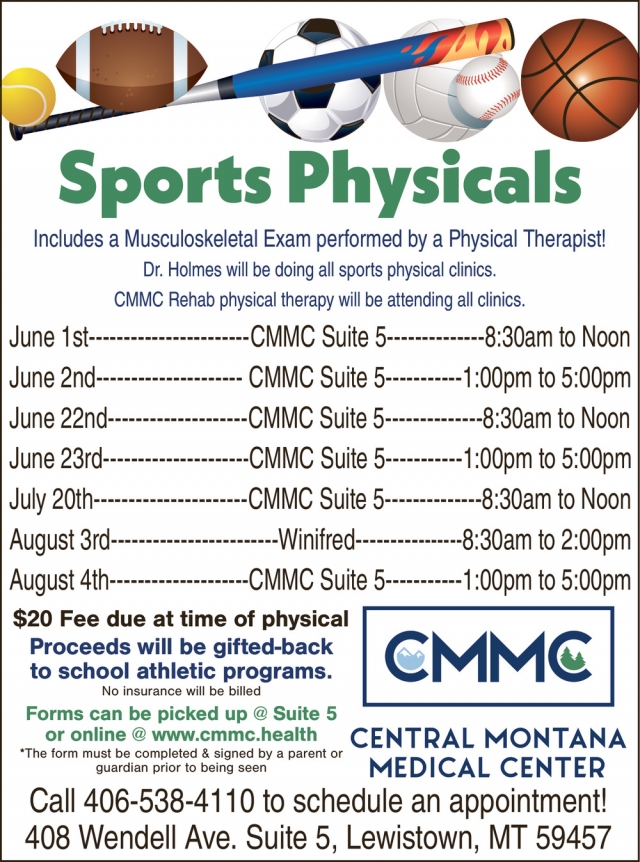 Sports Physicals, Central Montana Medical Center, Lewistown, MT