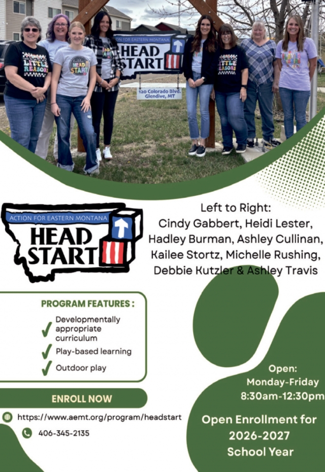 Open Enrollment for 2025-2026, Glendive Head Star, Glendive, MT