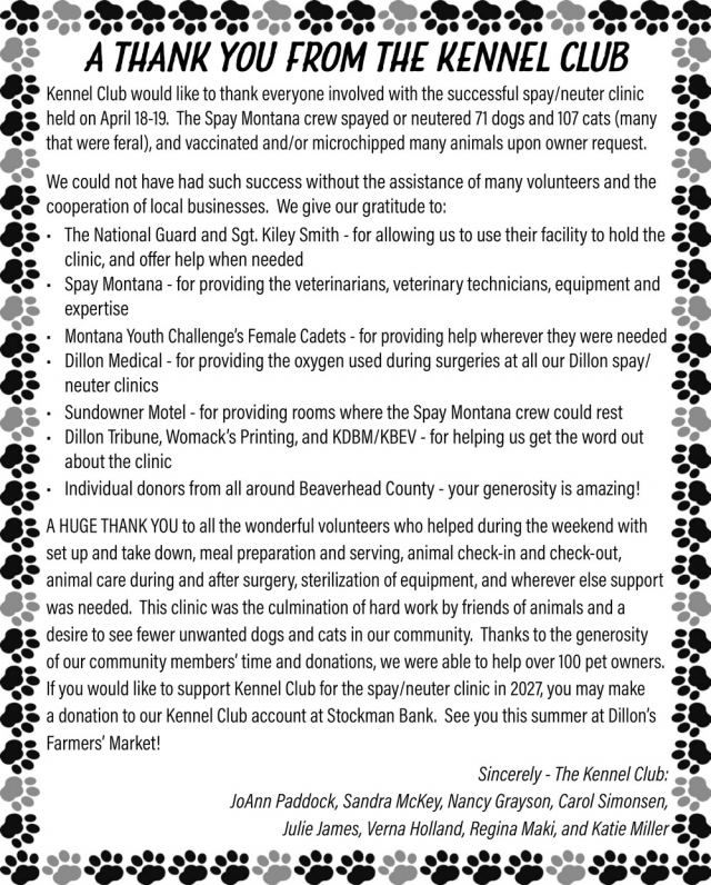 A Thank You from The Kennel Club, Kennel Club
