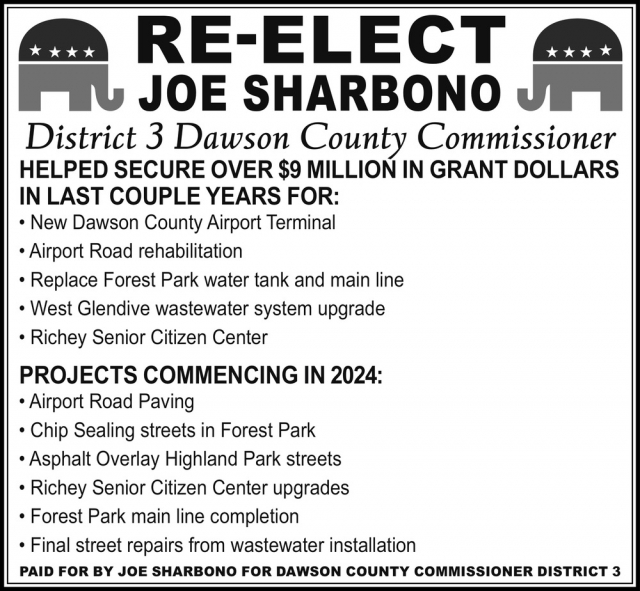 Re-Elect, Joe Sharbono