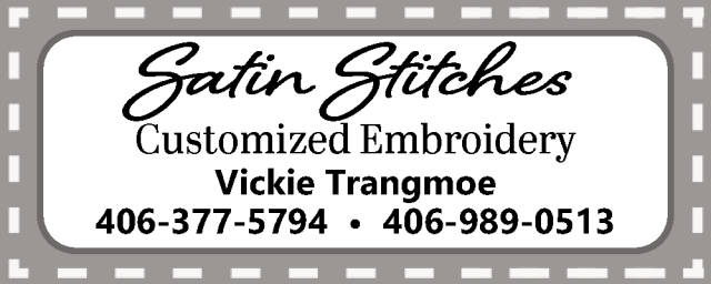 Customized Embroidery, Satin Stitches, Glendive, MT