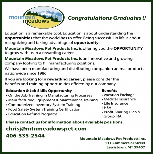 Pet Products, Mountain Meadows Pet Products Inc., Lewistown, MT