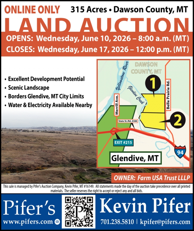 Land Auction, Pifer's Auction & Realty, Bowman, ND