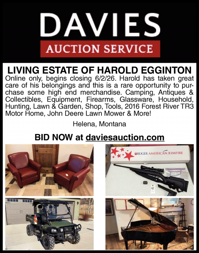 Living Estate of Harold Egginton, Davies Auction, Winston, MT