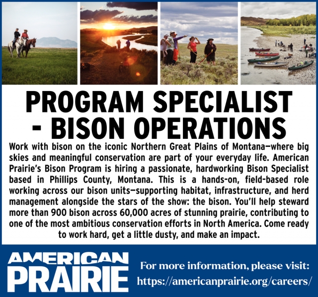 Program Specialist, American Prairie, Lewistown, MT