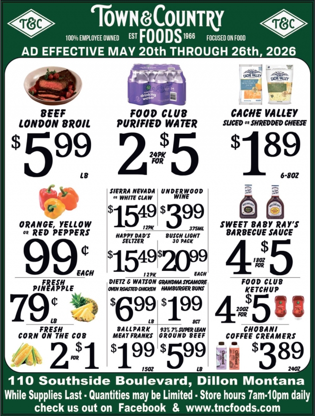 Beef London Broil, Town & Country Foods - Dillon, Dillon, MT
