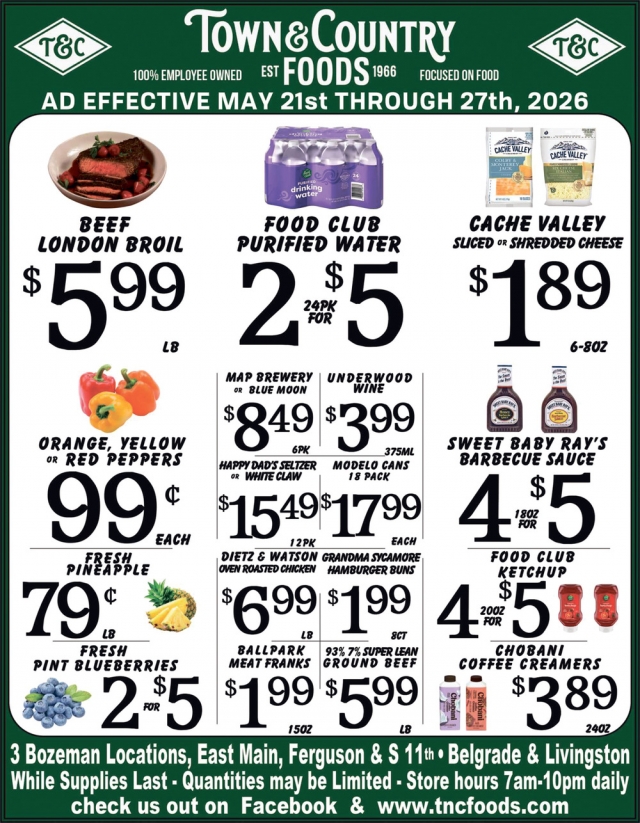 Beef London Broil, Town & Country Foods - Bozeman, Bozeman, MT