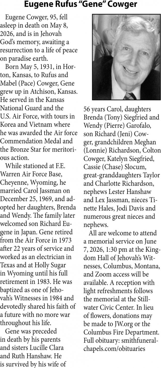 Eugene Rufus, Obituaries, Glendive, MT