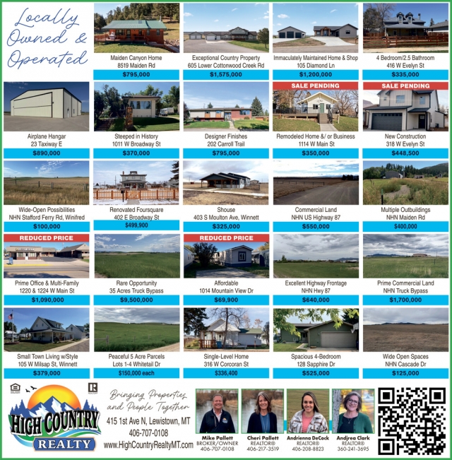 Real Estate Properties, High Country Realty, Lewistown, MT