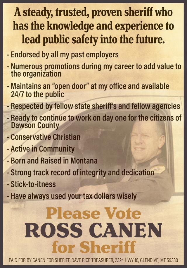 Vote Ross Canen, Ross Canen for Sheriff