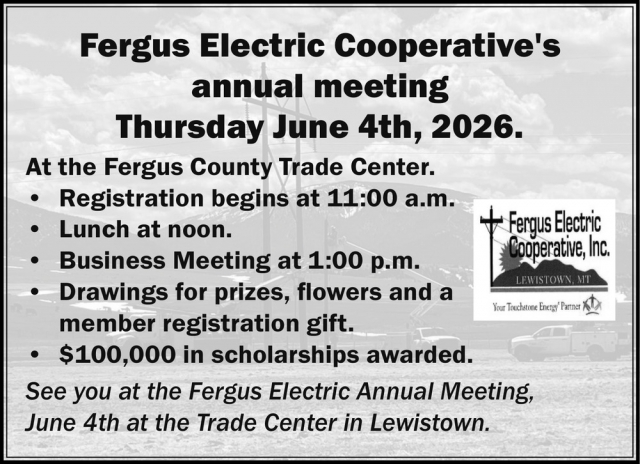 Annual Meeting, Fergus Electric Cooperative, Inc, Lewistown, MT