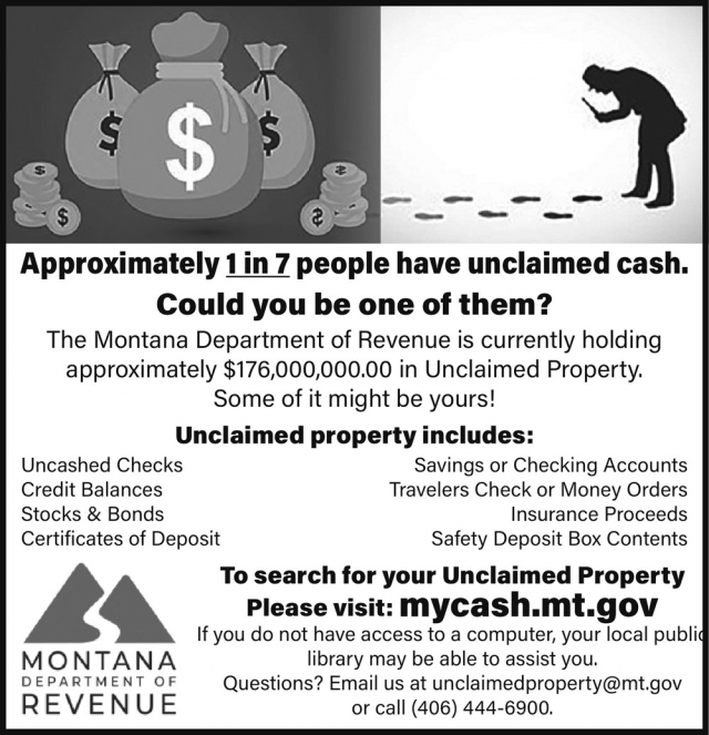 Unclaimed Property, Montana Department of Revenue, Helena, MT