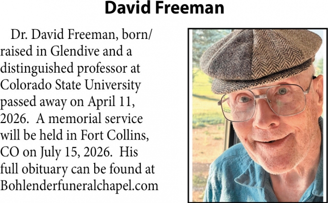 David Freeman, Obituaries, Glendive, MT