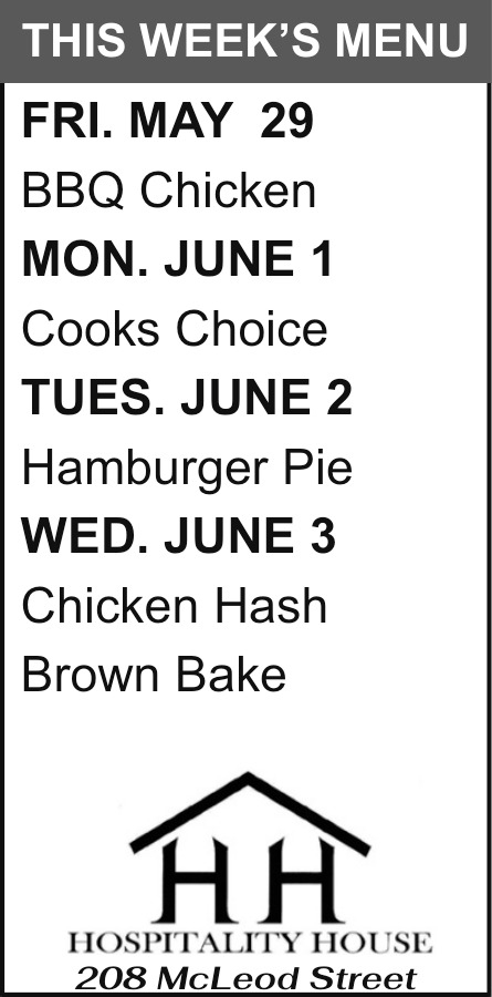 This Week's Menu, Hospitality House, Big Timber, MT