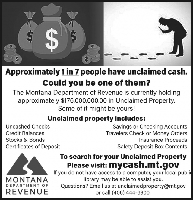 Unclaimed Property, Montana Department of Revenue, Helena, MT