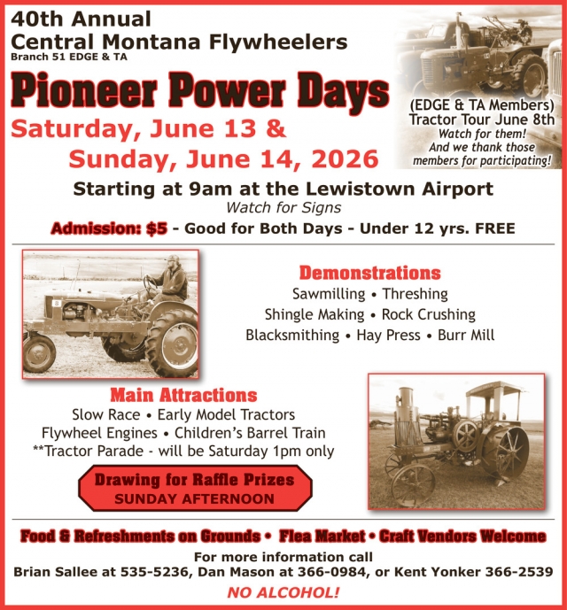 38th Annual Central Montana Flywheelers, Pioneer Power Days (June 13 & 14, 2026)