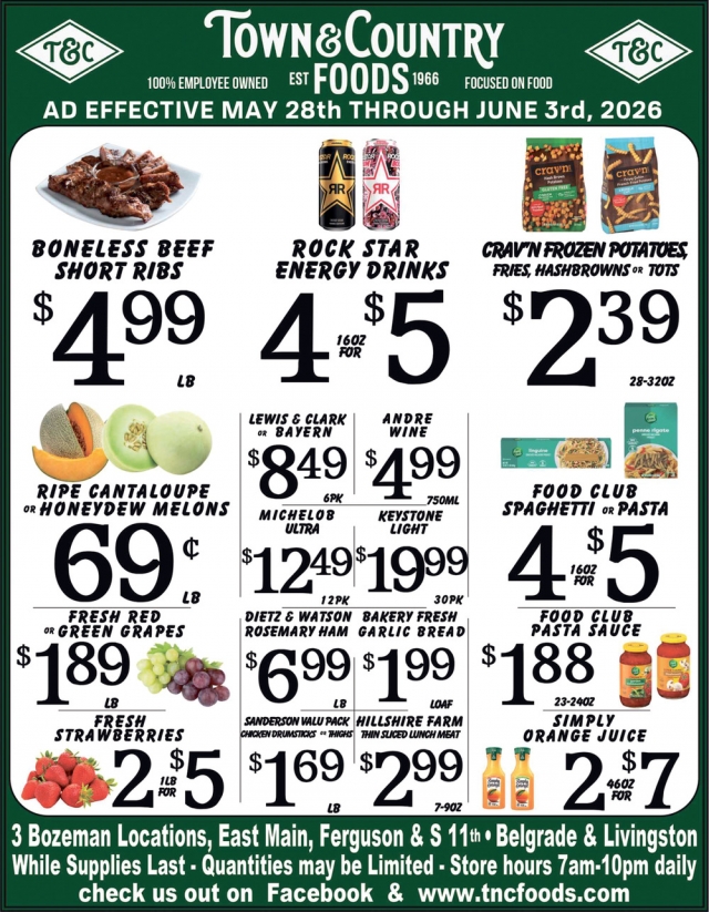 Boneless Beef Short Ribs, Town & Country Foods - Bozeman, Bozeman, MT