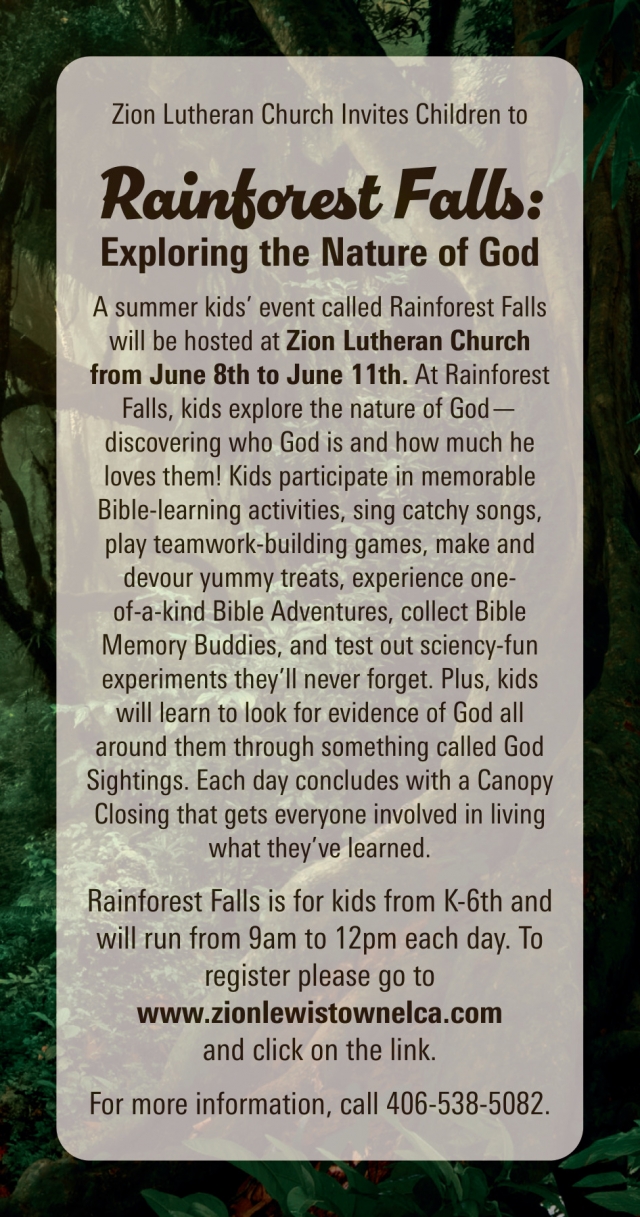 Rainforest Falls, Zion Lutheran Church - Lewistown, Lewistown, MT