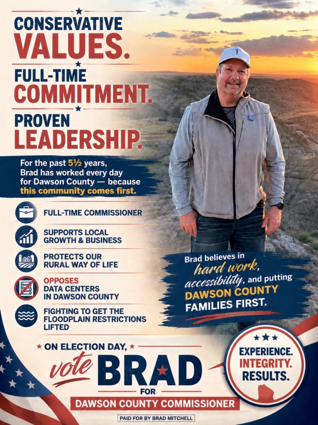 Vote Brad Mitchell, Brad Mitchell Dawson County Commissioner District 1, Glendive, MT