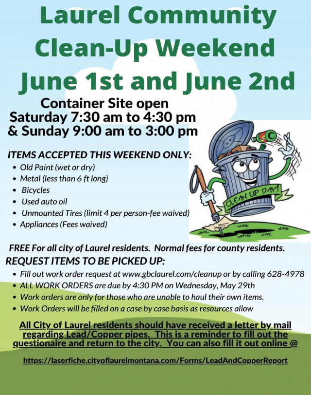 Container Site Open, Laurel Community Clean-Up Weekend (June 1 & 2, 2024)