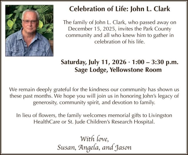John L. Clark, Obituaries, Glendive, MT