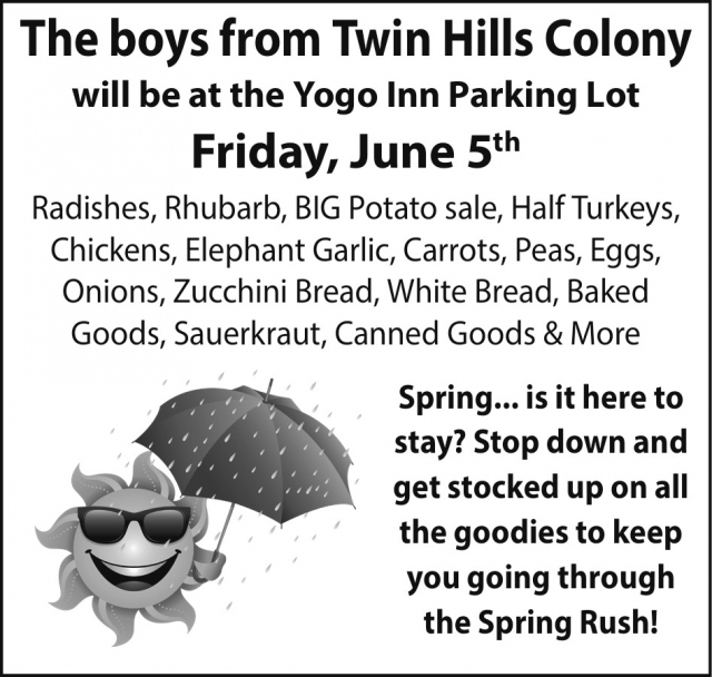 BIG Potato Sale, Twin Hills Colony at The Yogo Inn Parking Lot (April 5, 2024), Lewistown, MT