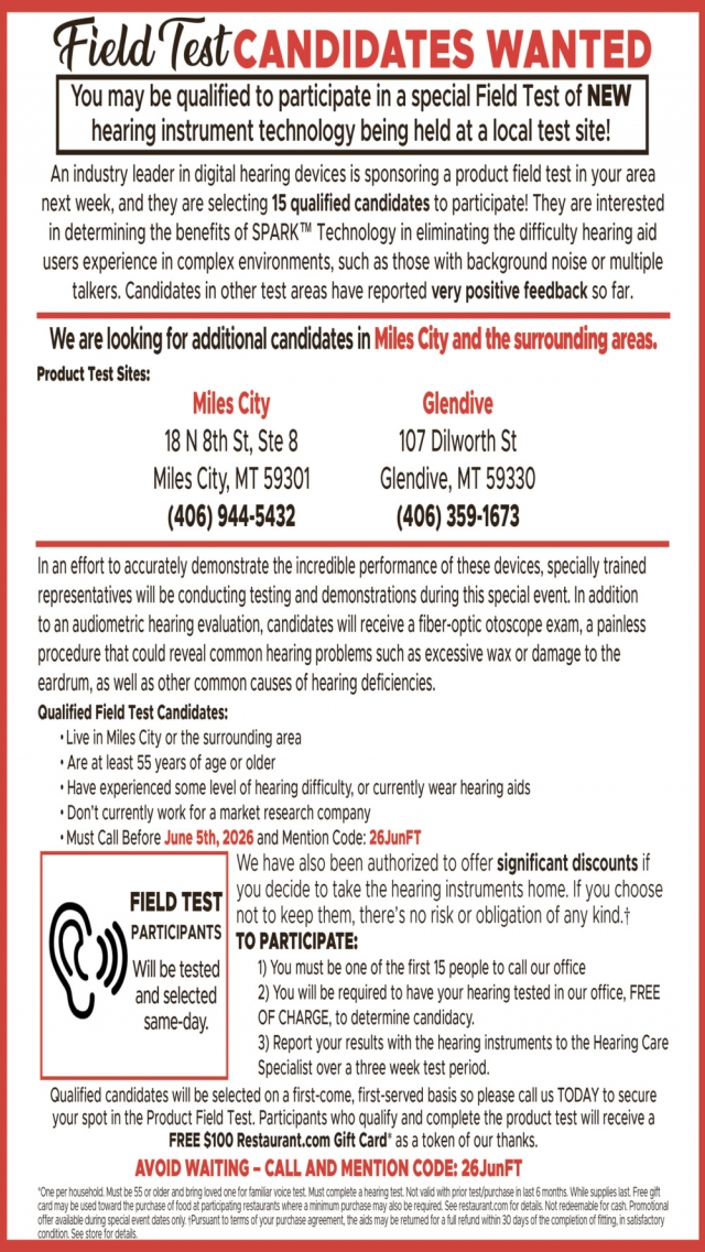 Hearing Aids,  Miracle-Ear / Miles City - Glendive, Glendive, MT