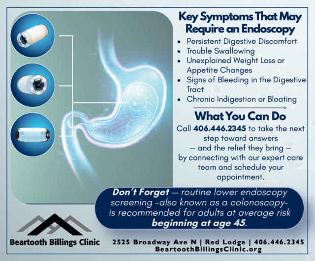 Key Symptoms that May Require an Endoscopy, Beartooth Billings Clinic, Red Lodge, MT